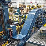 A PRAB heavy duty metal scrap conveyor | steel belt conveyor