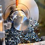 Blue violet metal chips indicating proper heat transfer during machining
