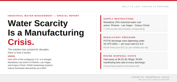 Closed-Loop Systems, industrial wastewater, process water, coolant Recycling, Coolant Recovery, Closed-Loop Metal Chip Processing, industrial wastewater recyclingWater Shortage Is a Manufacturing Crisis | PRAB provides the Process Water and Industrial Wastewater Recycling, Treatment, and Reuse solutions.Water Shortage Is a Manufacturing Crisis. Closed-Loop Systems Are the Fix. Water Shortage Is a Manufacturing Crisis | PRAB provides the Process Water and Industrial Wastewater Recycling, Treatment, and Reuse solutions.